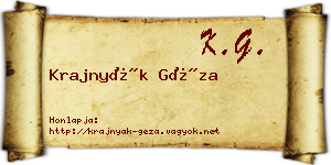 Krajnyák Géza névjegykártya